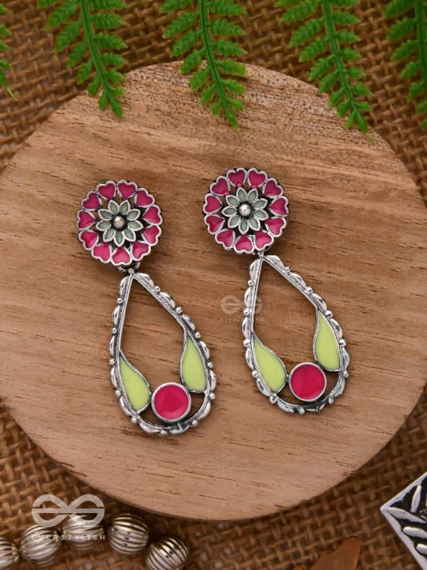 Enchanted Garden Wings - Statement Enamelled Oxidised Ear Jackets