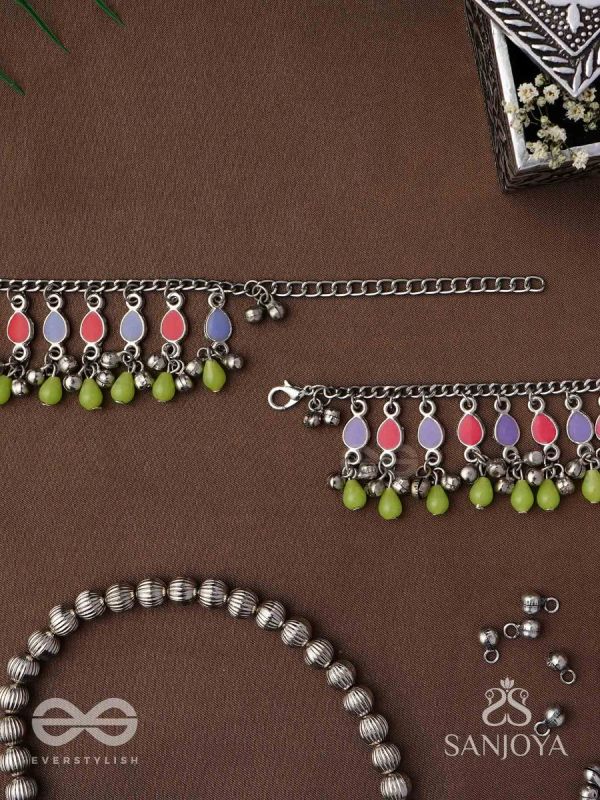 The Dreamcatcher Delight- Enamelled Oxidised Anklets (Set of 2)