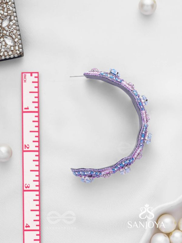 Niliman- The Blueming Lavender- Stones And Beads Hand Embroidered Earrings