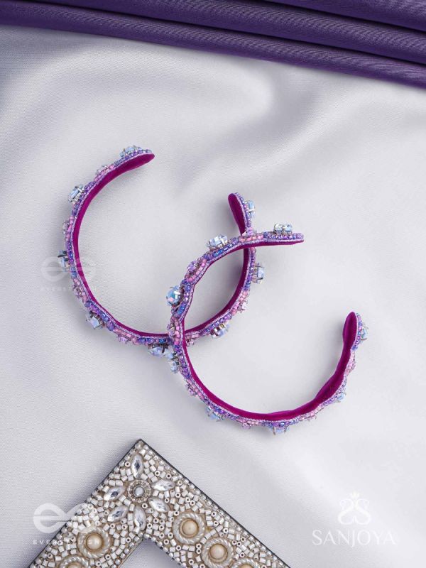 Jagacchitra- The Nebula Sparkles - Stones And Beads Hand Embroidered Bangles (Set Of 2)