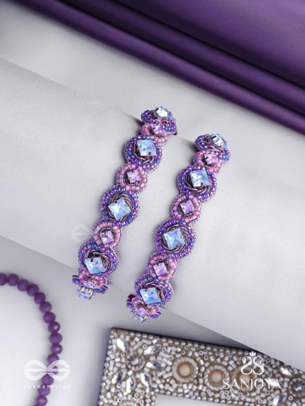 Jagacchitra- The Nebula Sparkles - Stones And Beads Hand Embroidered Bangles (Set Of 2)