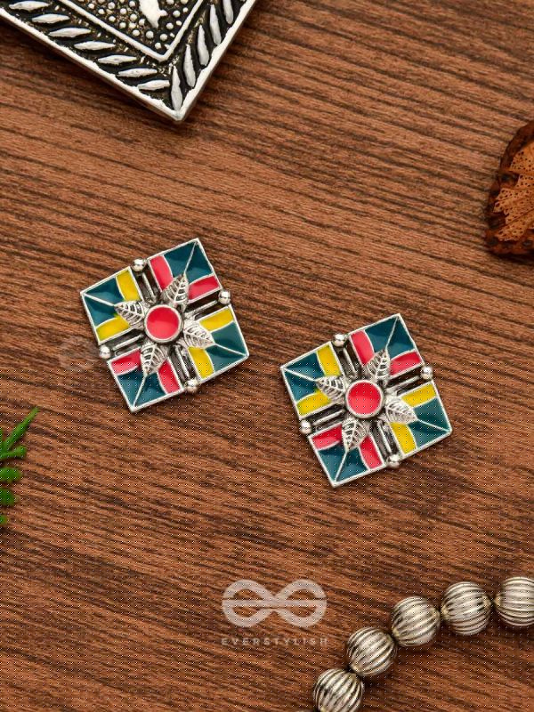 The Homestead Hues- Enamelled Oxidised Earrings