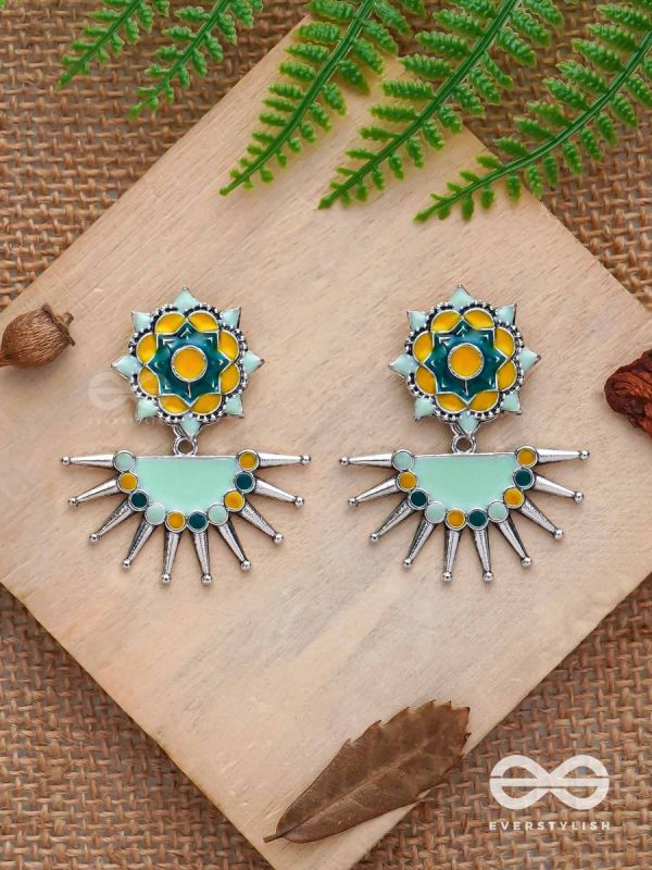 The Begonia Field- Enamelled Oxidised Ear Jackets