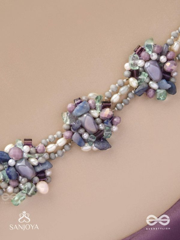 Devasesa- Remnants Of The Sea- Beads And Stones Hand Embroidered Necklace