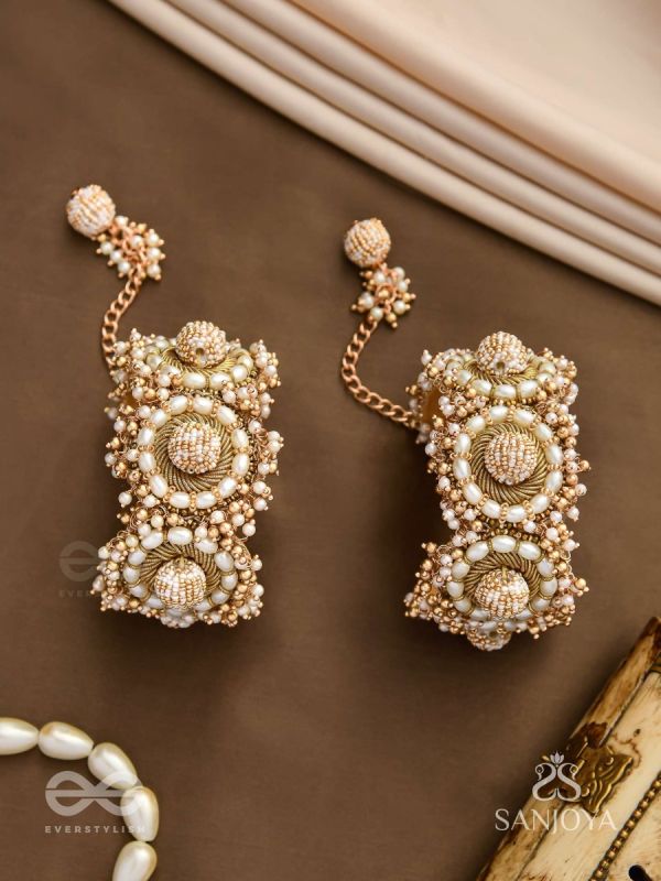 Shlaghya - The Glorious Creations - Beaded Hand Embroidered Cuff Bracelets (Set Of 2)