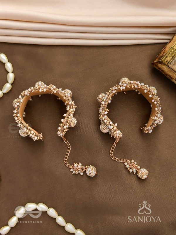 Shlaghya - The Glorious Creations - Beaded Hand Embroidered Cuff Bracelets (Set Of 2)