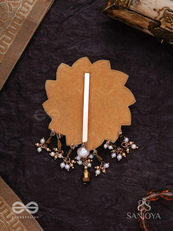 Prabhanjanam - The Stormy Reflectors - Shell, Mirrors And Glass Drops Hand Embroidered Hair Accessory