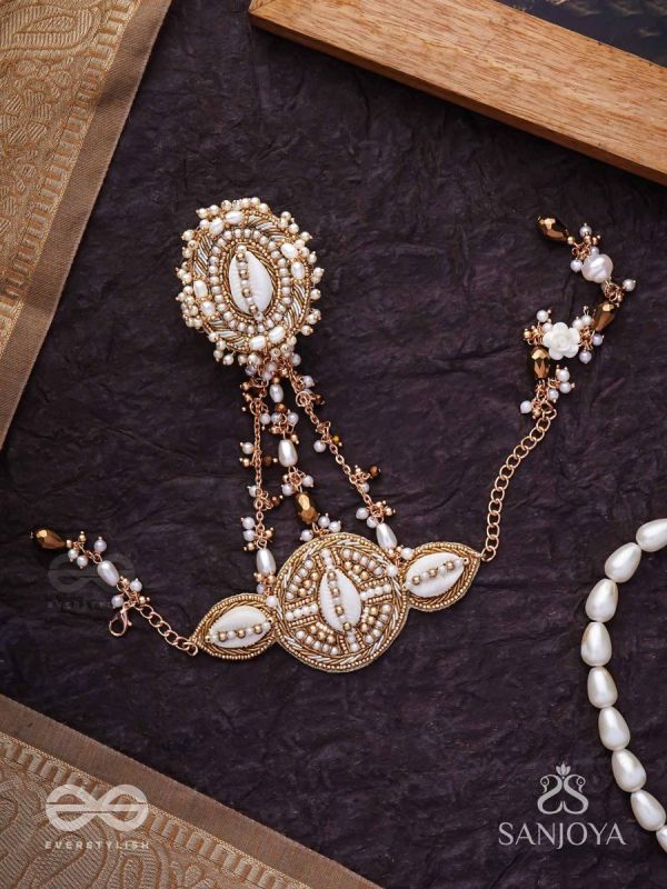 Sukshmaman - The Pure Precision - Shells, Beads And Glass Drops Hand Embroidered Haathphool