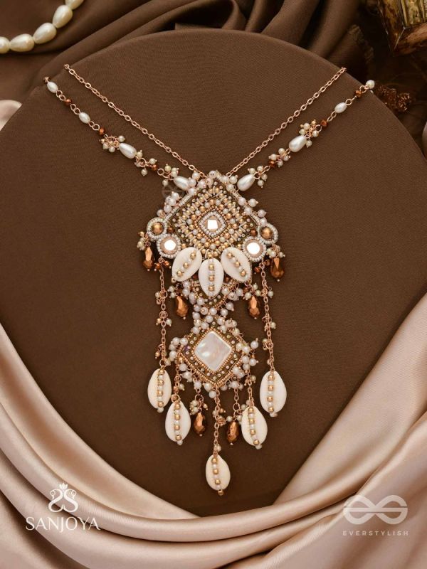 Abhivrish - The Shell Shower - Shells, Mirrors, Beads And Glass Drops Hand Embroidered Neckpiece