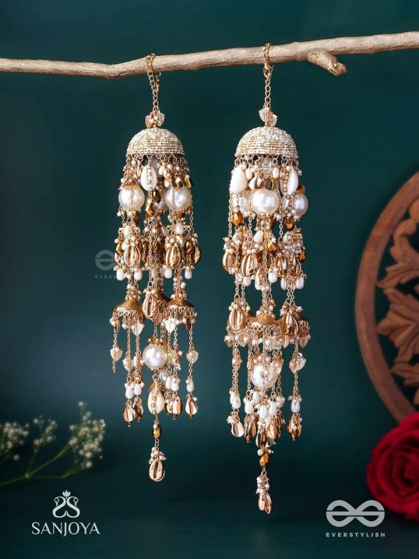 Kvanit - The Auspicious Chimes - Beads, Shells, Pearls And Glass Drops Hand Embroidered Kaleere Without Bangles