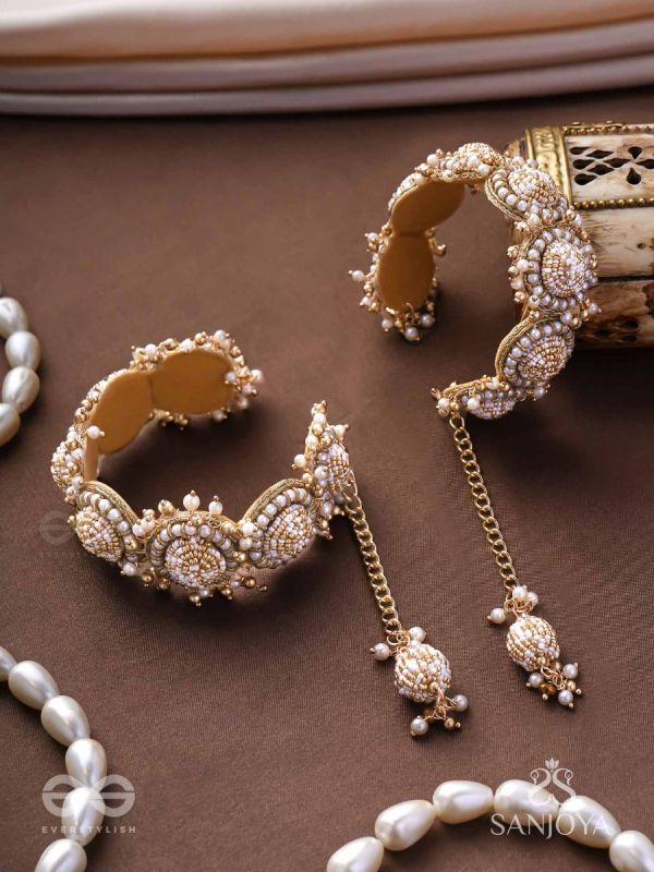 Tararaman - The Bejewelled Galaxies - Beaded Hand Embroidered Cuff Bracelets (Set Of 2)