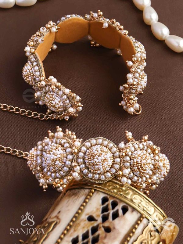 Tararaman - The Bejewelled Galaxies - Beaded Hand Embroidered Cuff Bracelets (Set Of 2)