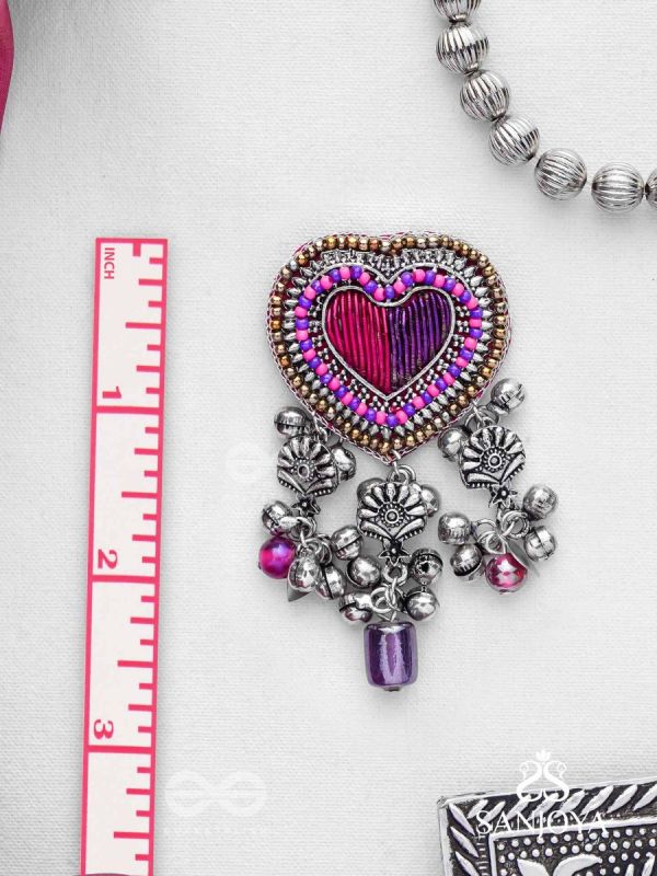 Unmadishnu - The Love Rush - Dabka, Beads And Glass Drops Hand Embroidered Oxidised Earrings