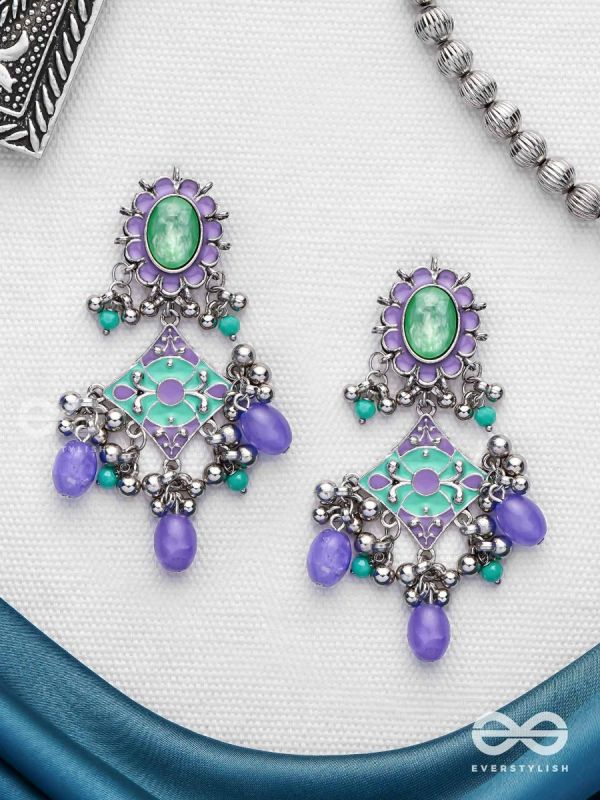 The Skyline Shore - Stone Enamelled Oxidised Earrings