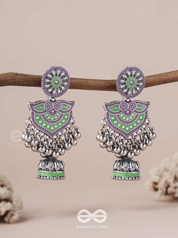 The Forest Lake- Enamelled Oxidised Earrings