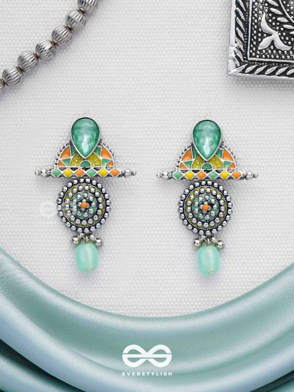 The Warm Shades - Stone Enamelled Oxidised Earrings