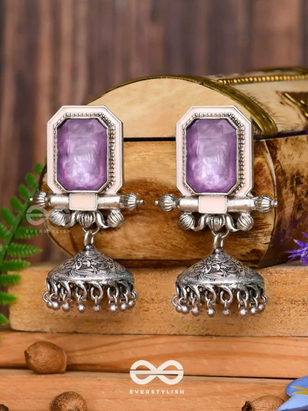 The Divine Midnight - Stone Enamelled Oxidised Earrings