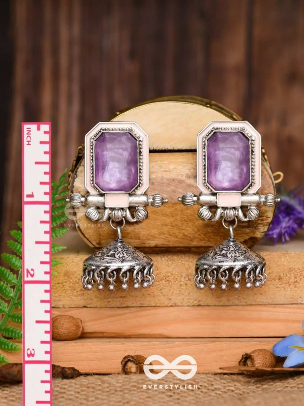 The Divine Midnight - Stone Enamelled Oxidised Earrings