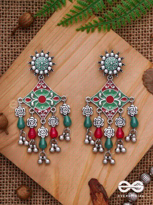 The Floral Hues - Enamelled Oxidised Earrings