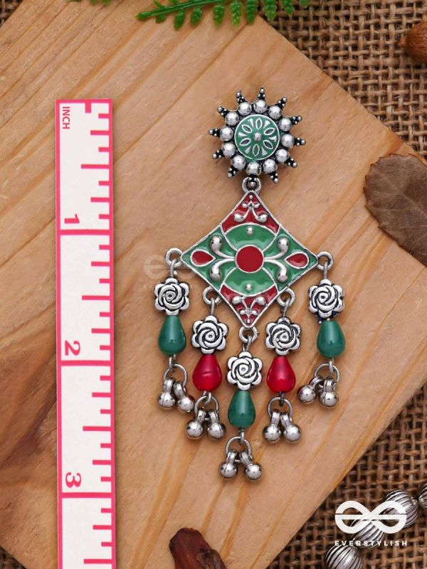 The Floral Hues - Enamelled Oxidised Earrings