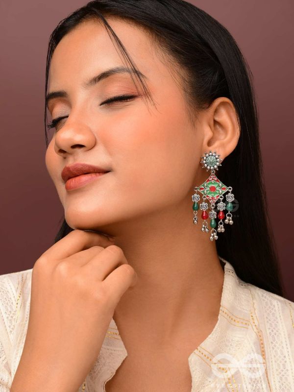 The Floral Hues - Enamelled Oxidised Earrings