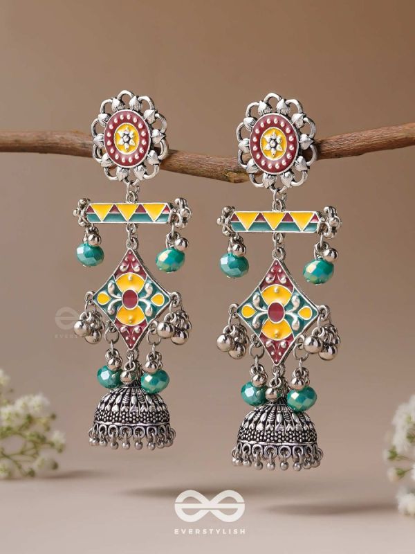 The Calming Hues - Enamelled Oxidised Earrings