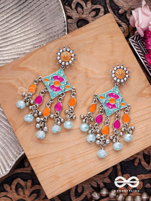 The Bright Merries - Enamelled Oxidised Earrings