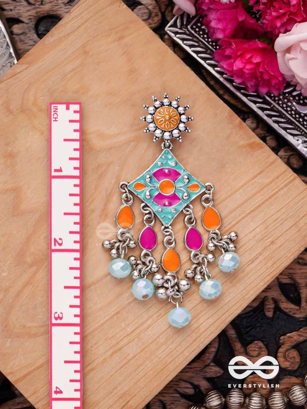 The Bright Merries - Enamelled Oxidised Earrings