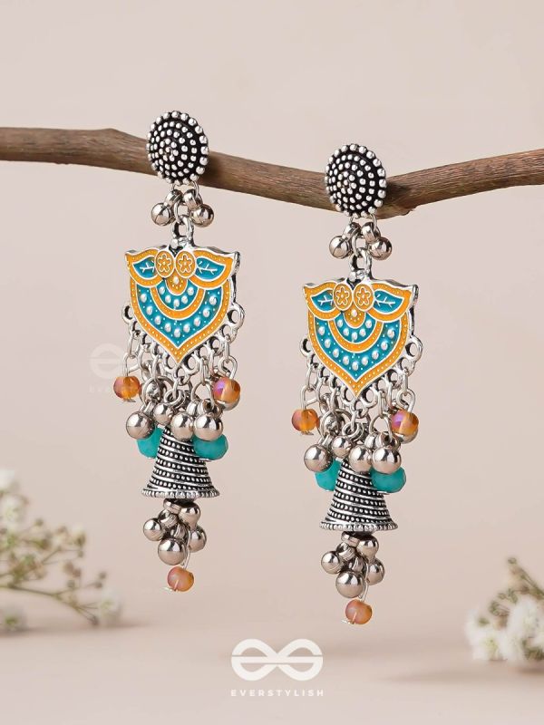 The Sunset Bells - Enamelled Oxidised Earrings
