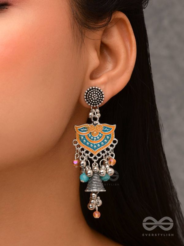 The Sunset Bells - Enamelled Oxidised Earrings