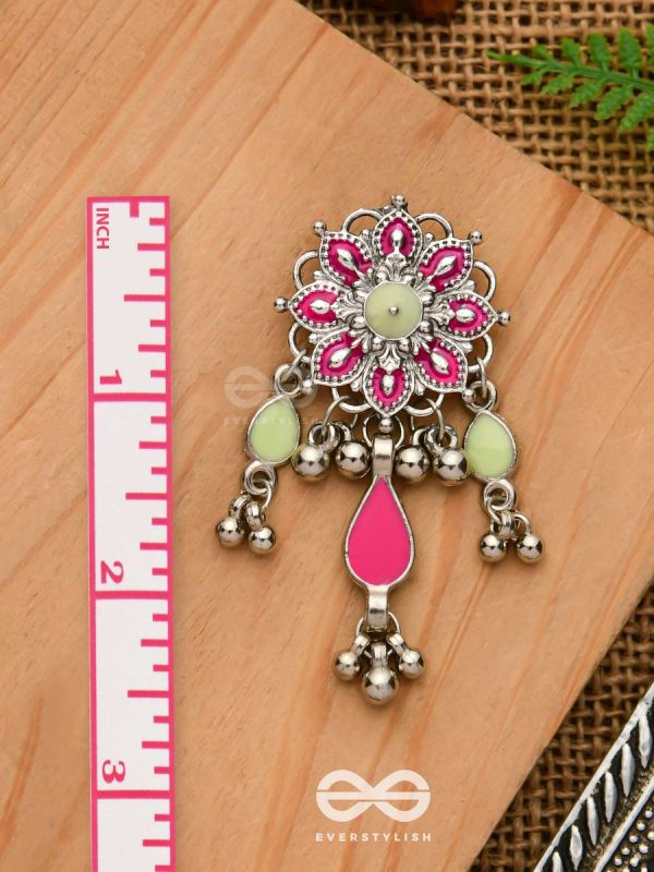 The Hibiscus Fantasy - Enamelled Oxidised Earrings