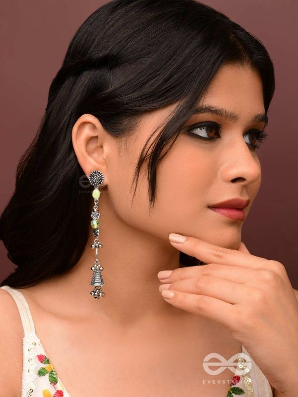 The Jade Jingles - Enamelled Oxidised Long Jhumkis