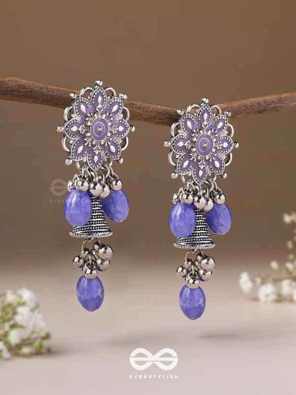 The Azure Snowflakes - Enamelled Oxidised Earrings