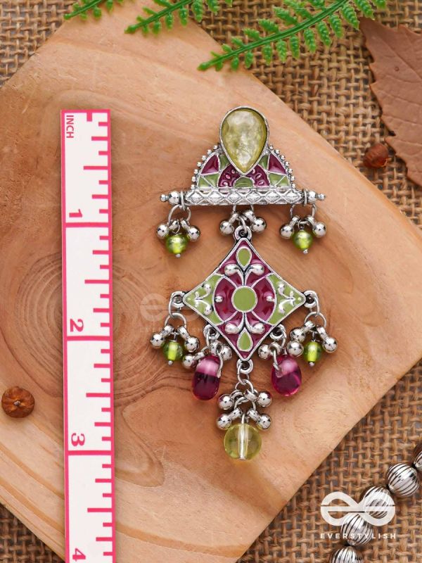 The Fresh Rubies - Stone And Glass Drops Enamelled Oxidised Earrings