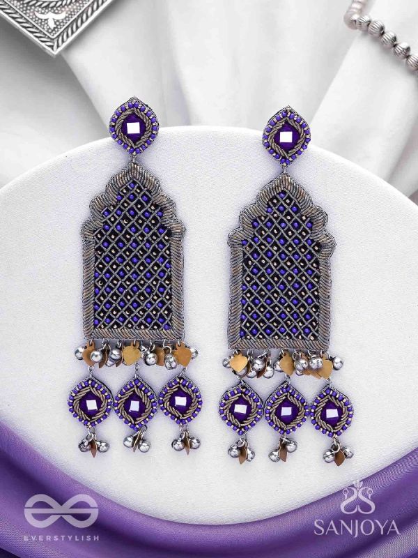 Nripangan - The Royal Pavilions - Beads And Dabka Hand Embroidered Earrings