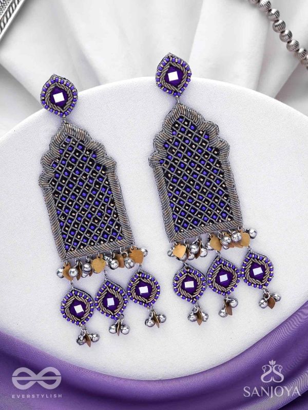 Nripangan - The Royal Pavilions - Beads And Dabka Hand Embroidered Earrings