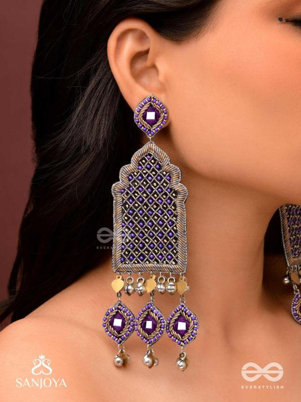 Nripangan - The Royal Pavilions - Beads And Dabka Hand Embroidered Earrings