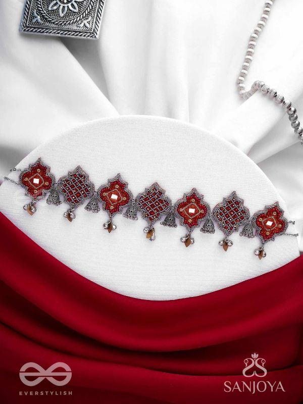 Sulohit - The Sangria Serenade - Beads And Dabka Hand Embroidered Choker Neckpiece