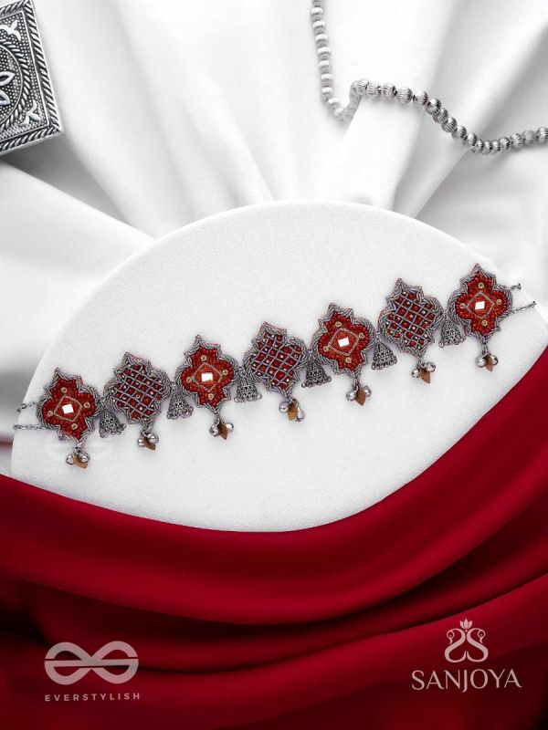 Sulohit - The Sangria Serenade - Beads And Dabka Hand Embroidered Choker Neckpiece