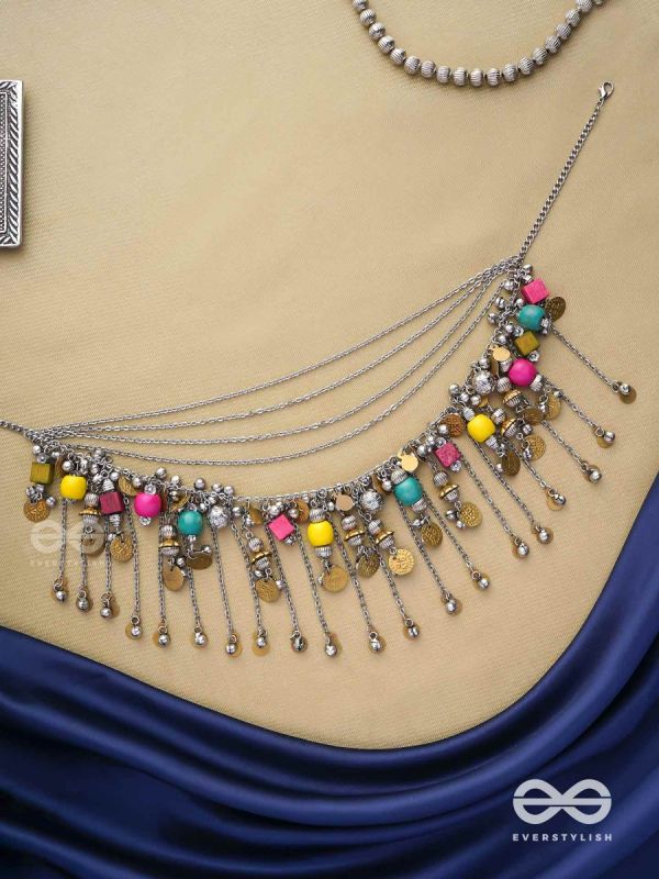 Tairashchya - The Melody Of Life - Beads And Coins Hand Embroidered Oxidised Multilayered Neckpiece