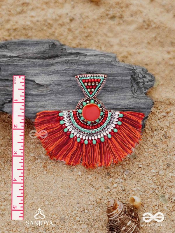 Ativikata - The Fierce Blush - Beads And Resham Hand Embroidered Oxidised Earrings