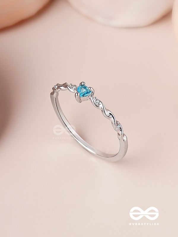 The Teal Prism - Silver Cubic Zirconia Ring