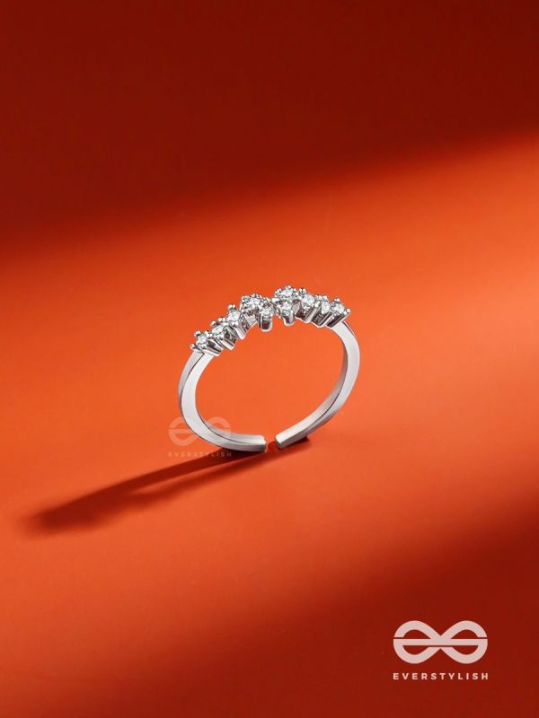 The Divine Swans - Silver Cubic Zirconia Ring (Adjustable)