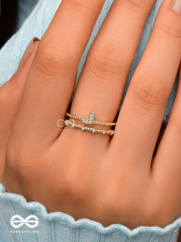 A Love So Gorgeous - Golden Cubic Zirconia Ring (Adjustable)