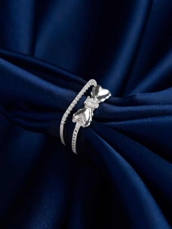 The Bow-Tiful Bliss - Silver Cubic Zirconia Ring