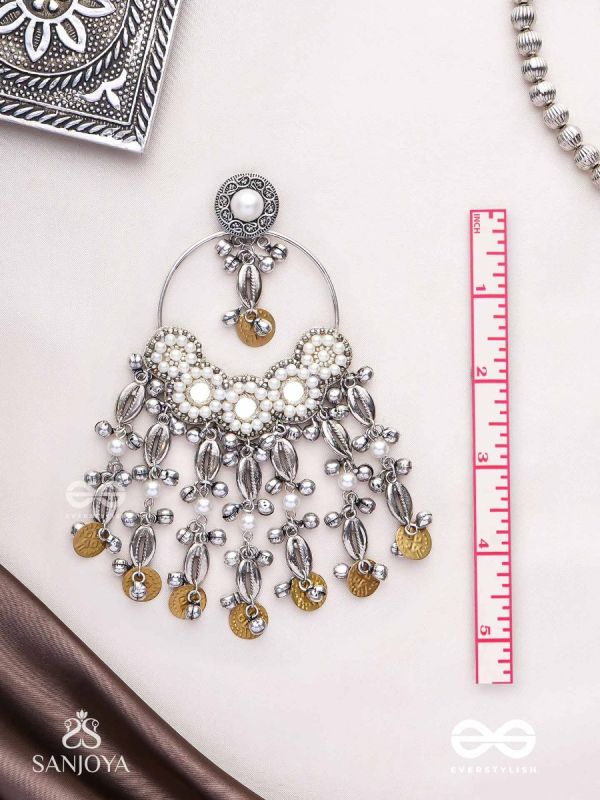 Pakshas - The Shore Craft - Shells, Beads And Coins Hand Embroidered Earrings