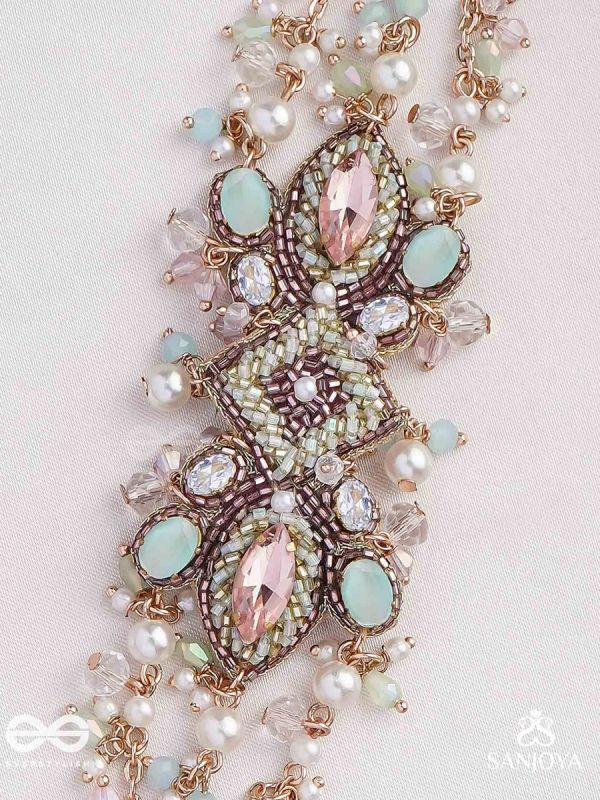 Maṇisutram-String of Gems-Regal Bracelet featuring pastel Stones & Beads.