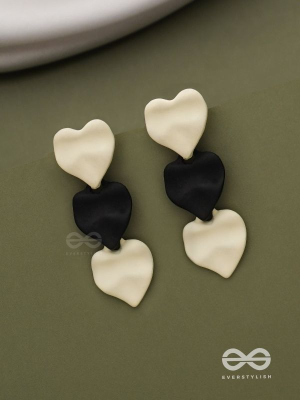 Yin Yang Hearts- Two-Tone Love Earrings