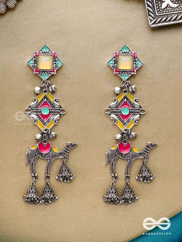Camel's Charm- Three- Layered oxidized earrings