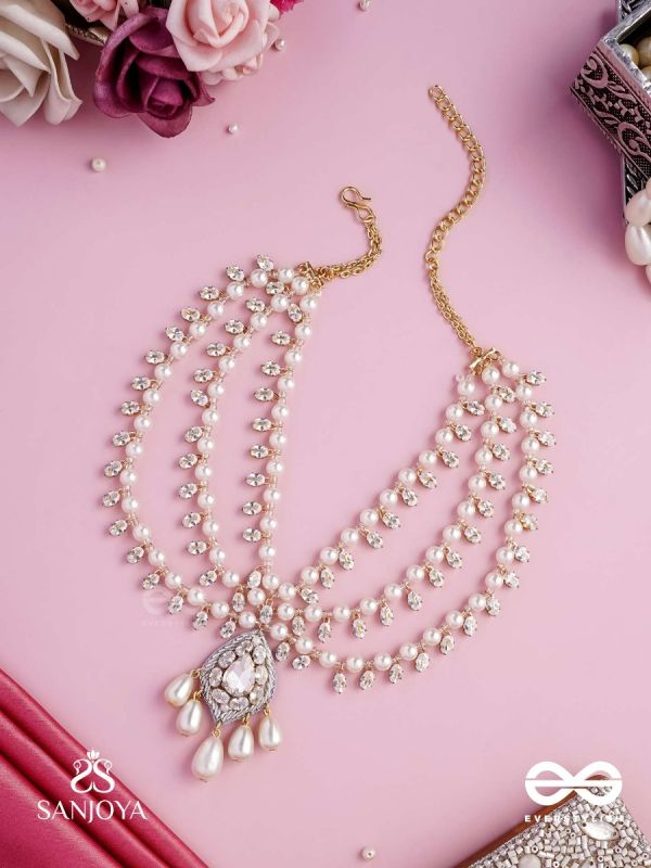 SHWETAPUSHPA– SHLOKA AMBANI INSPIRED NECKPIECE WITH SILVER ACCENTS, CZ STONES AND PEARLS